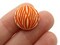 10 18mm Stripe Pattern Round White and Orange Vintage West German Plastic Cabochons bJ2
